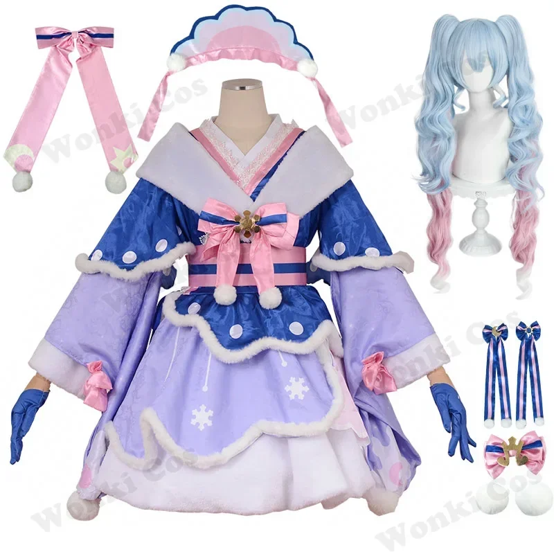 Robe Kimono Queue de Cheval pour Fille, Snow Ata ku Cosplay Costume, Perruque 2023, PoinLolita Magnifique, W & C @, SN66