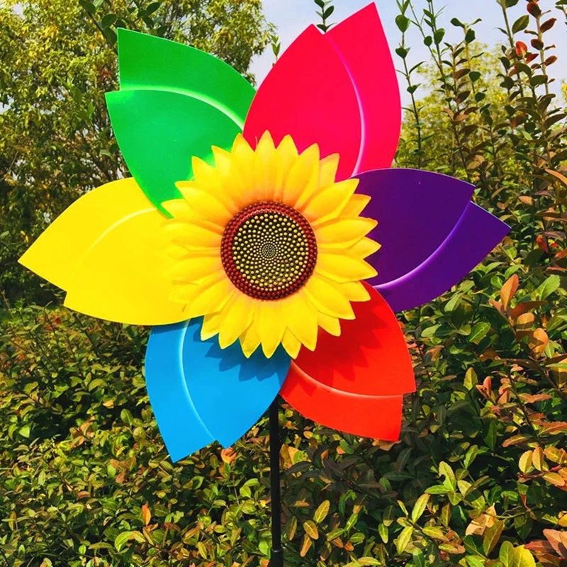 Sunflower Windmill Pinwheel Colorful Sunflower Wind Spinner Stake For Lawn Camping Picnic Decor Home Garden Yard Decoration