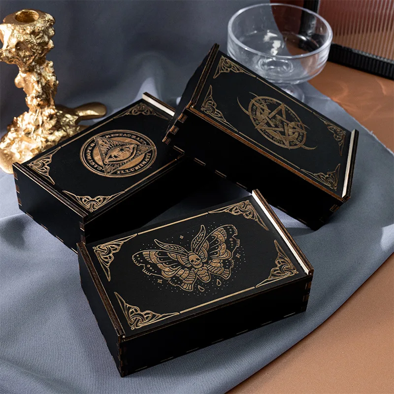 Boîte de cartes de Tarot Push Pull, boîte de bibelots d'astrologie, mallette de rangement de cartes de Tarot pour décoration de sorcière révélatrice de Fortune