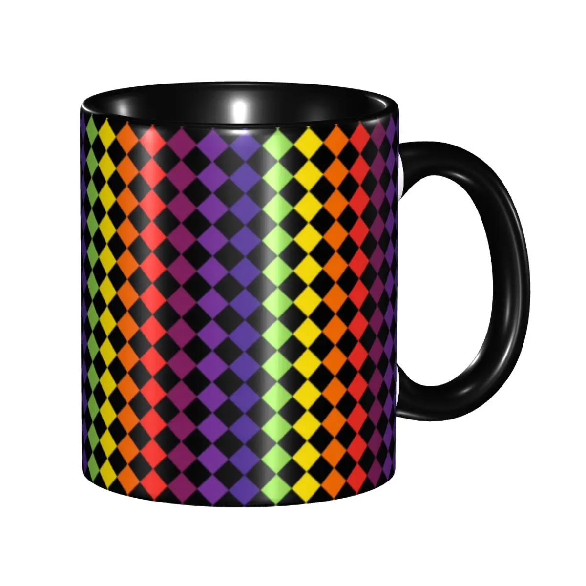 Checkered Pattern Vintage Sunset Colors Mugs Custom Coffee Ceramic Mug Cup Creative Present