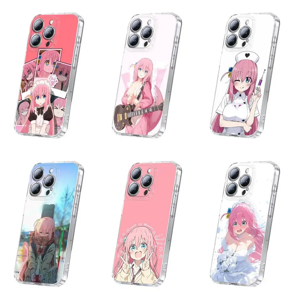 

B-Bocchi The Rock Manga Phone Case For iPhone 17,16,15,14,13,12,11 Plus,Pro,Max,Plus,E,SE4,Mini Transparent Cover