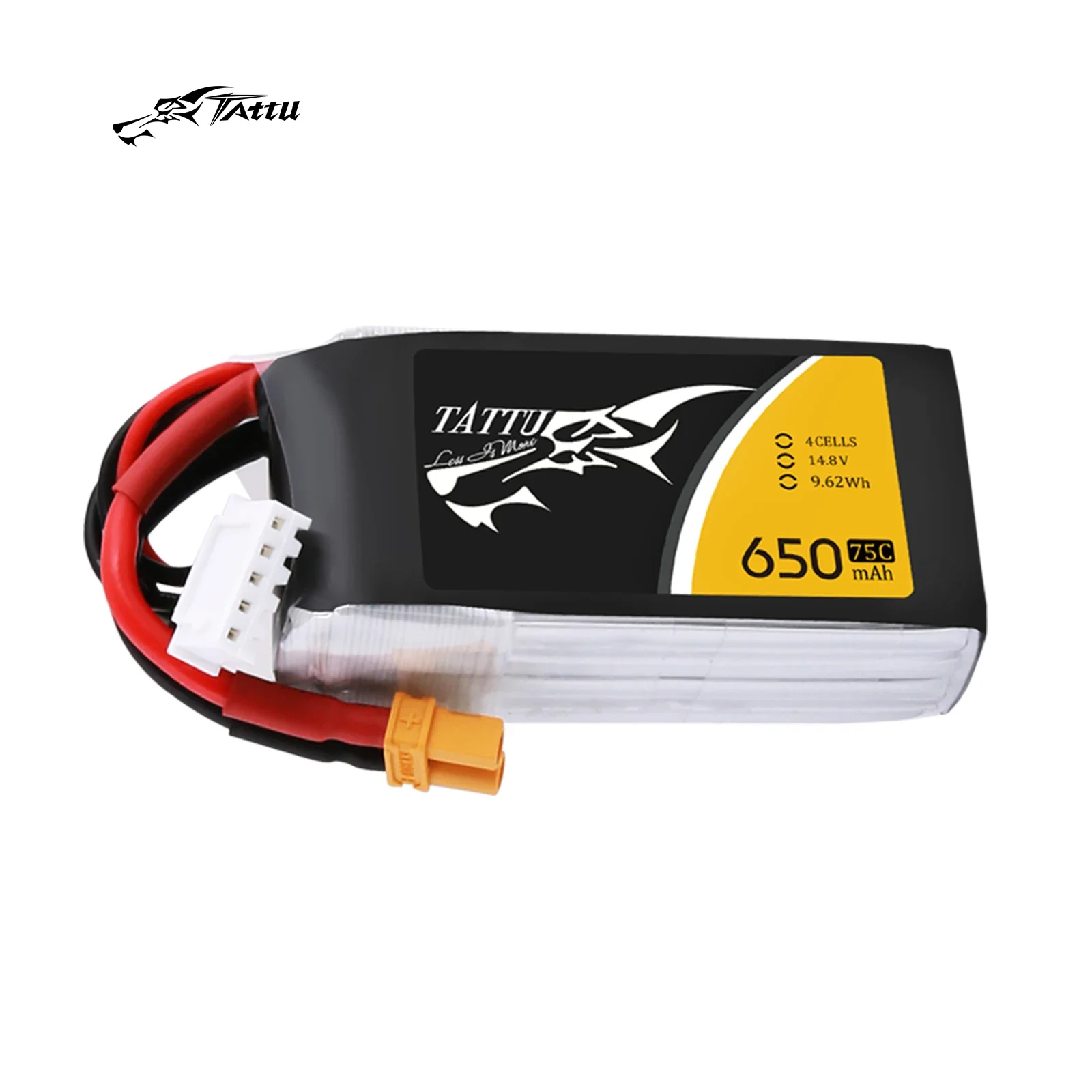 Tattu Lipo Battery 14.8V 650mAh Lipo 4s 75C RC Battery with XT30U-F Plug Batteries for 150 Size FPV Small Drone Frame