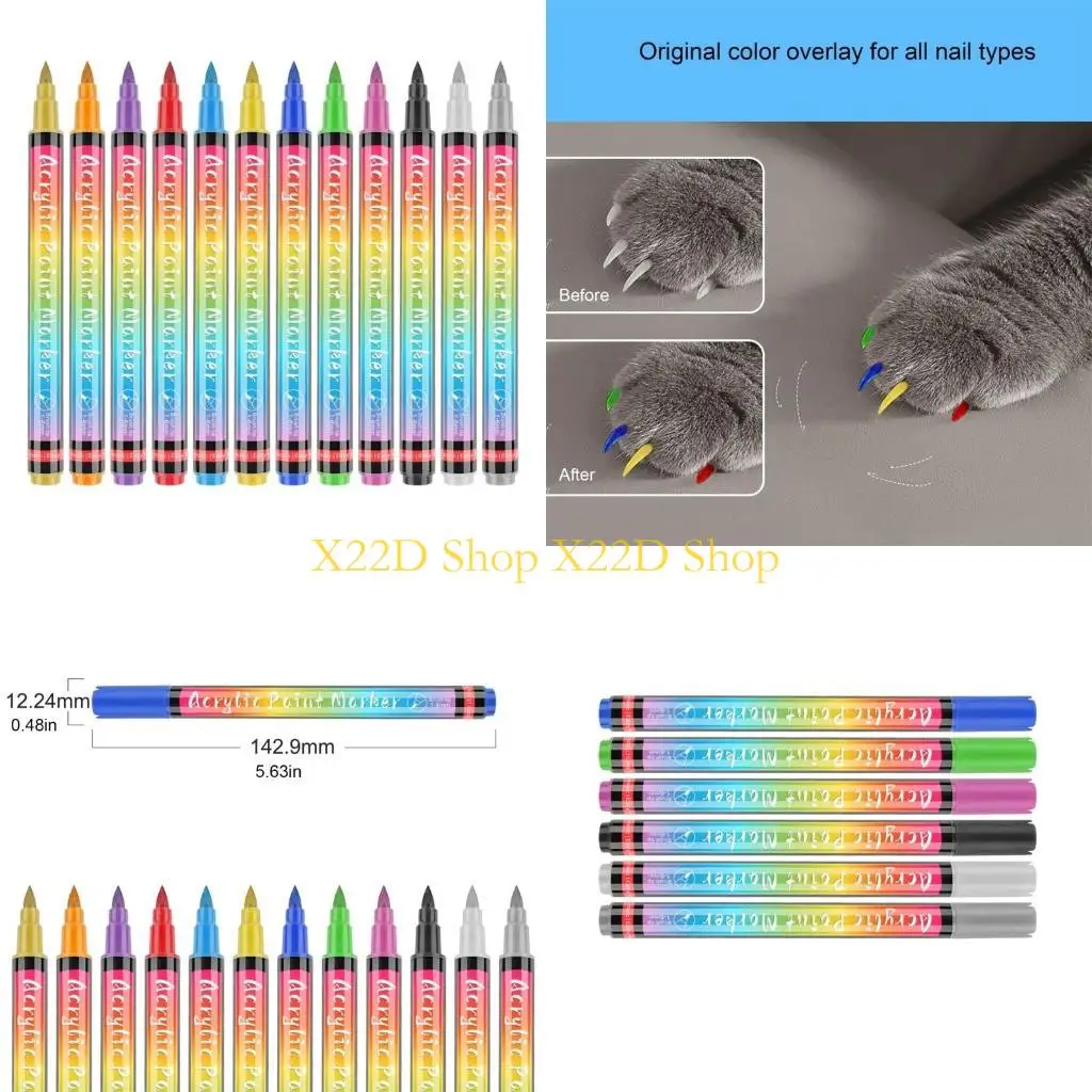 X22D 6Colors Pet Nails Polish Pens Painting Colouring Brush For Creating Beautiful Nails of Dogs And Cats Other Pet