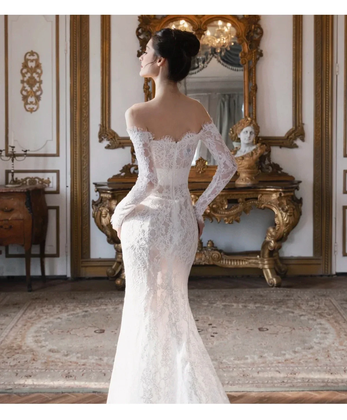 Onelife Abiti da sposa eleganti in pizzo Nuovo abito da sposa con strascico per ingresso Abito lungo in tessuto Svel di alta qualità Robes de mariée