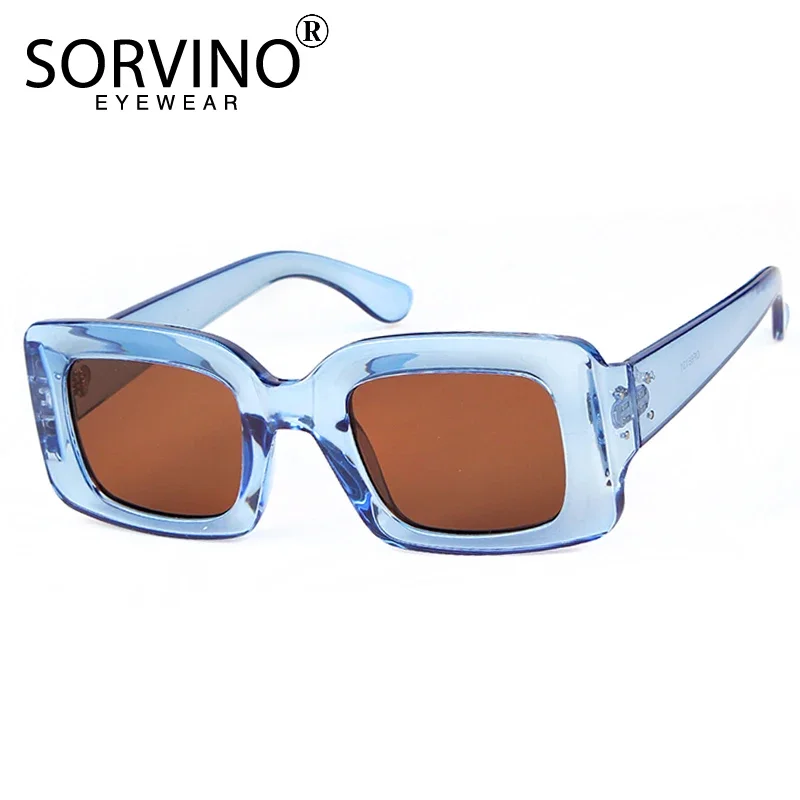 SORVINO Retro Small Square Vintage Thick Leopard Rectangular Frame Sunglasses Men Brand Designer Sunglasses Women Shades UV400