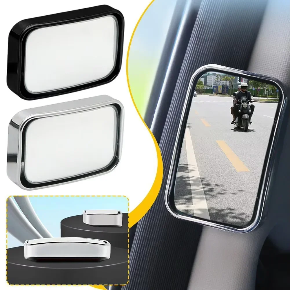 2Pcs Blind Spot Mirror HD Rearview Mirror Wide Angle Side Safety Mirror B‑Pillar Auxiliary Mirror for Door‑Opening Observation