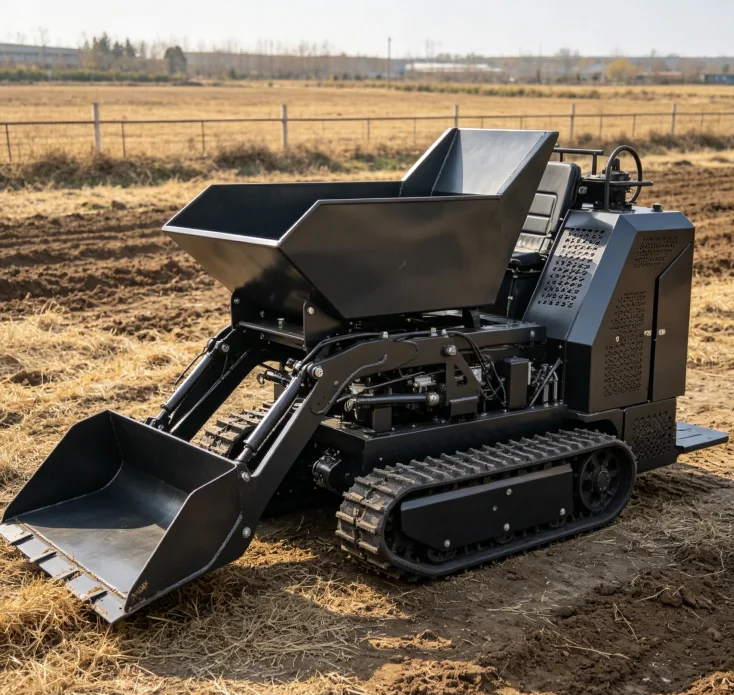 Compact Mini Tracked Dumper Rubber Crawler Hydraulic Self Unloading Dumper 300kg Lightweight Construction Transporter