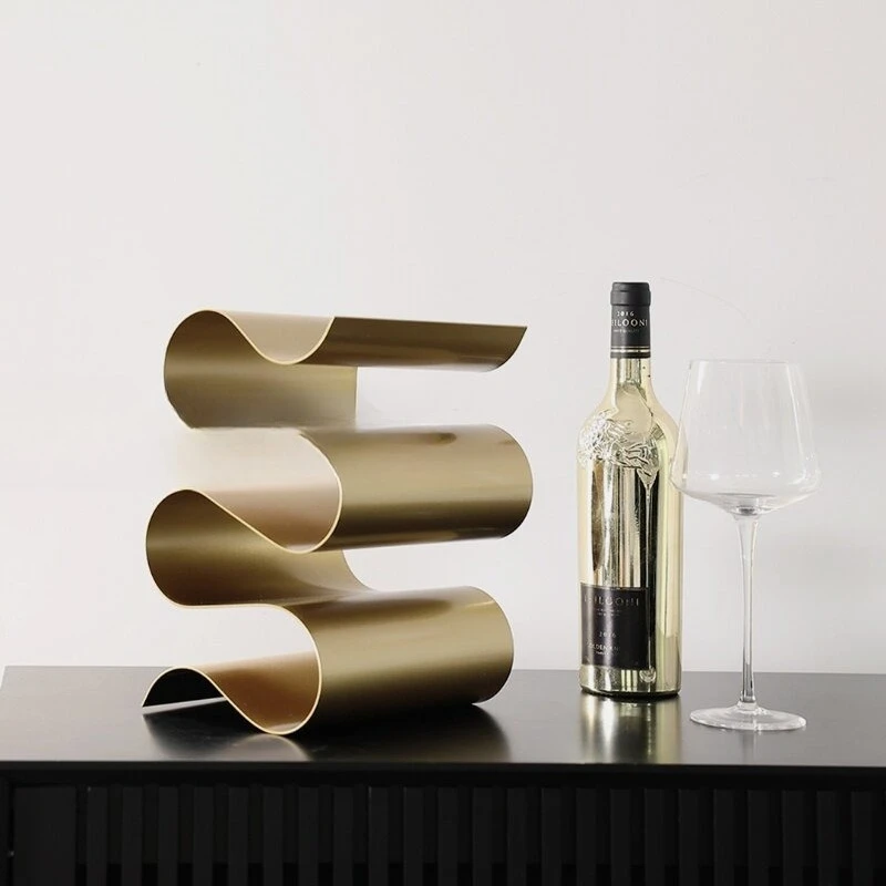 Modern Metal Wine Rack S-Shaped Bottle Holder for Hotel Living Room Sturdy Countertop Display Storage for Home Bar Decor