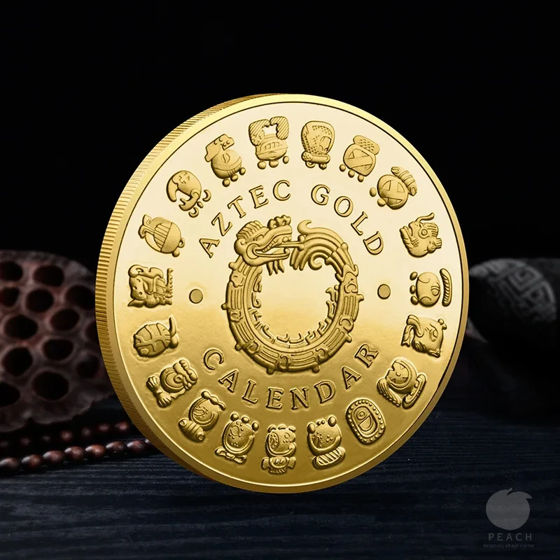 Souvenir Coin Mexico Mayan Aztec Calendar Art Prophecy Culture Gold Coins Collectibles