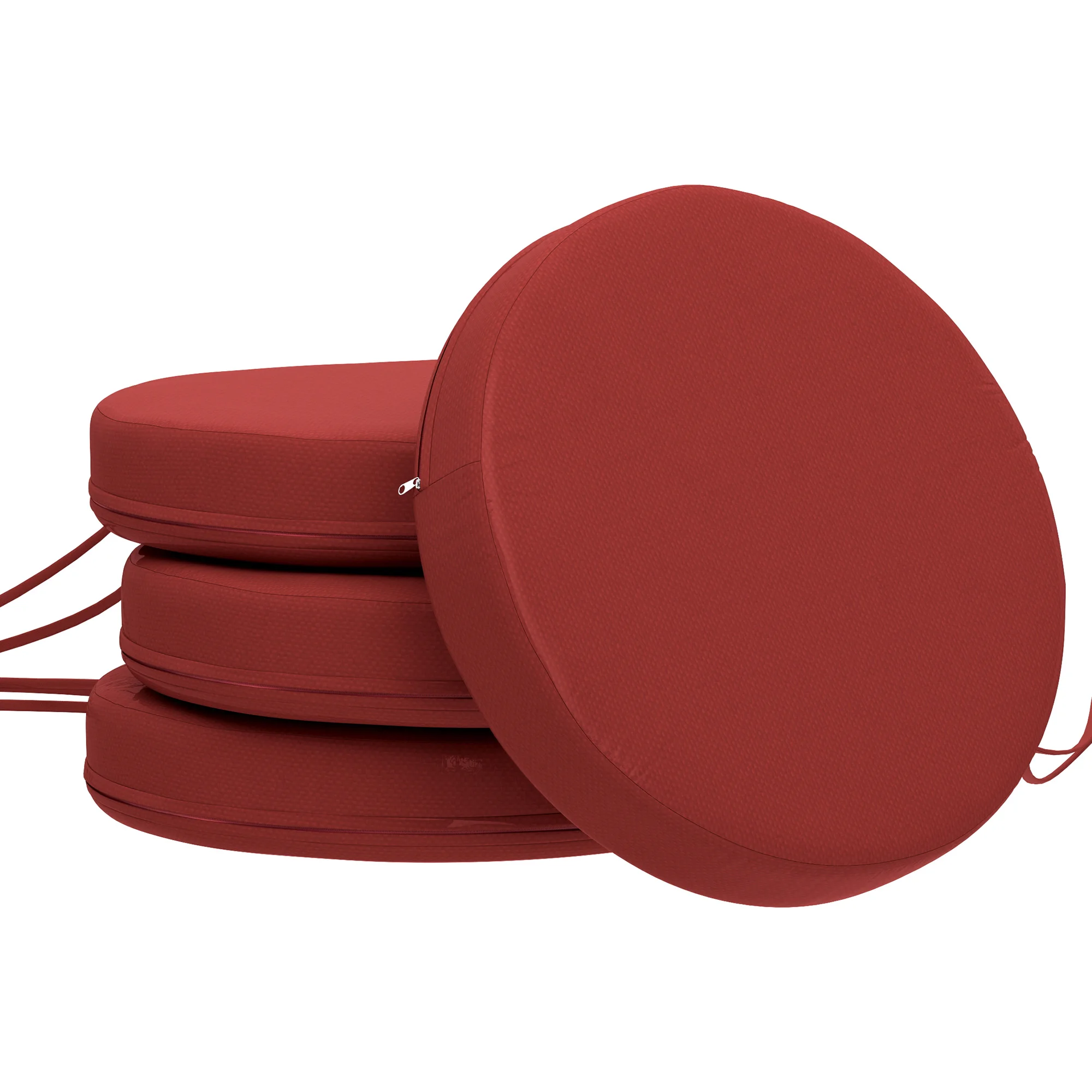 Outsunny Outdoor Chair Cushions Set of 4 Round Seat Cushions, Wine Red