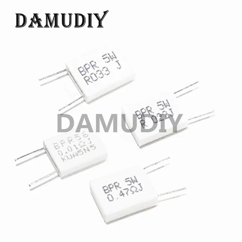 10pcs 5W Cement Resistor BPR56 Non-inductive Ceramic resistance 0.01 0.02 0.05 0.1 0.12 0.15 0.22 0.25 0.3 0.47 0.5 ohm 0.1R