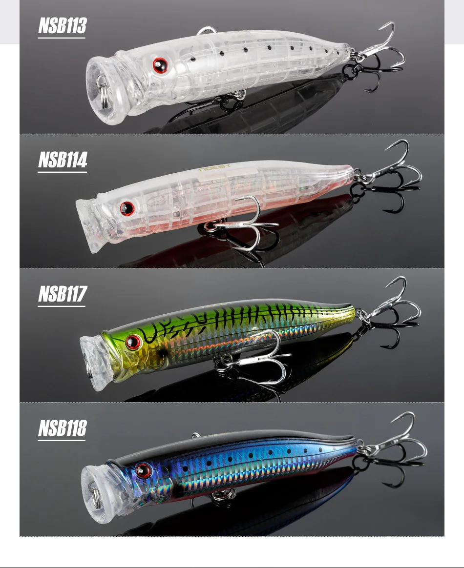 Noeby Feed Popper-señuelo de pesca 100, 120, 150mm, Topwater, Wobblers 9246 cebos artificiales duros, Señuelos de Pesca de agua salada