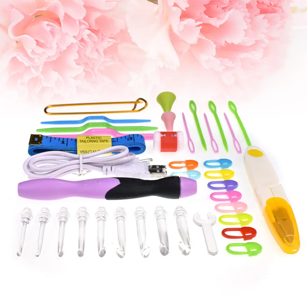 

38Pcs Illuminated Crochet Hooks Set Ergonomic Design with LED Light Transparent Tips for Seamless Weaving Knitting Tools