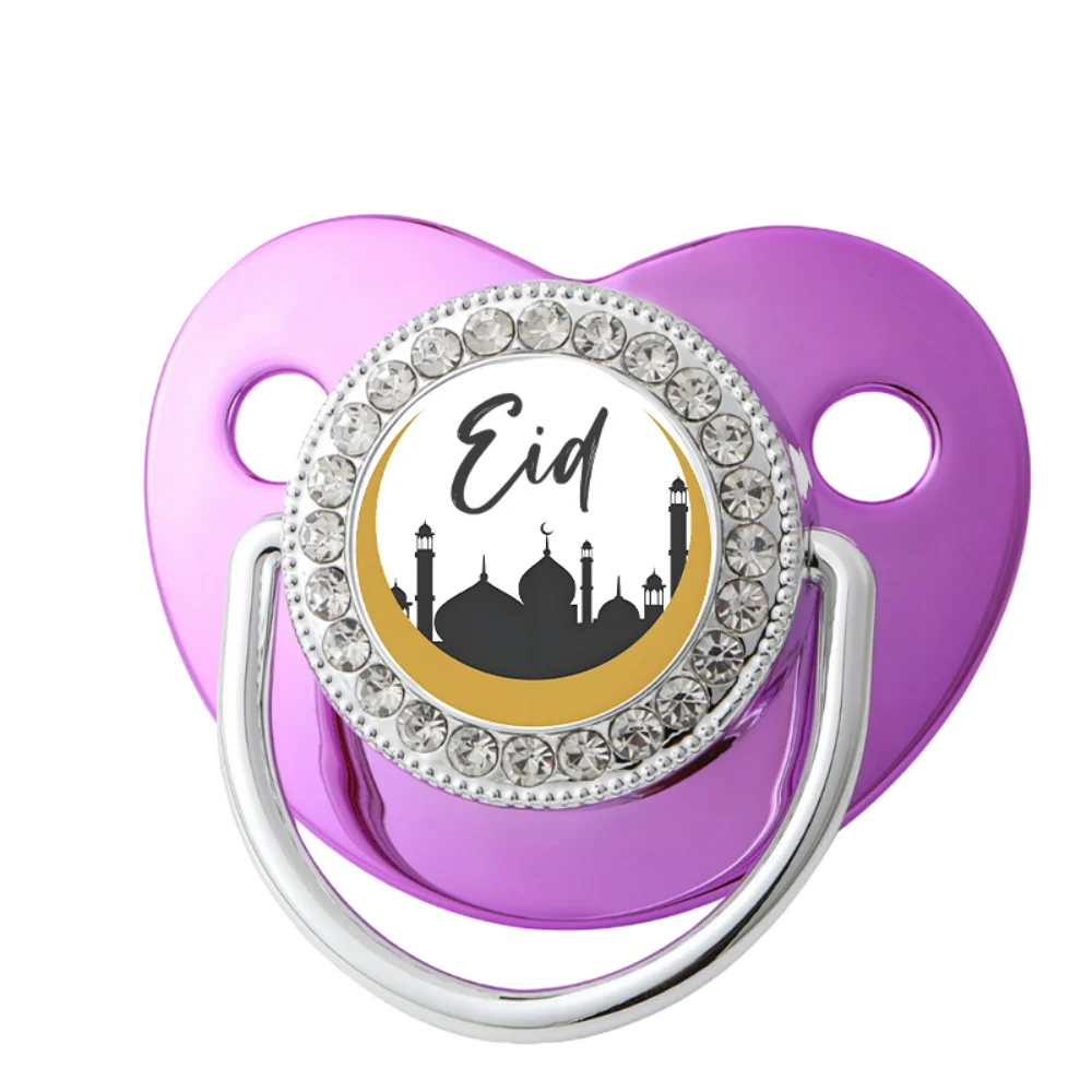 

Crescent Moon Mosque Baby Pacifier Bling Rhinestone Soother, Perfect Eid Gift for Newborns
