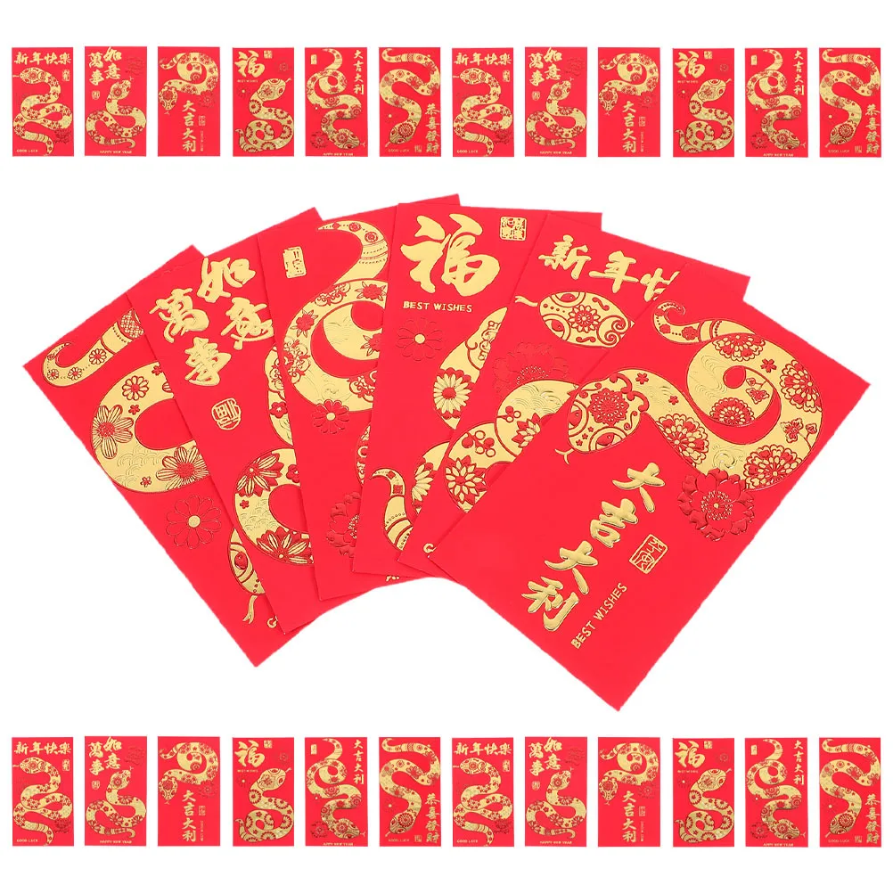 

60Pcs Year of The Snake Red Envelopes Money Holders Cash Envelopes Chinese New Year Spring Festival Hong Bao Festival Envelope