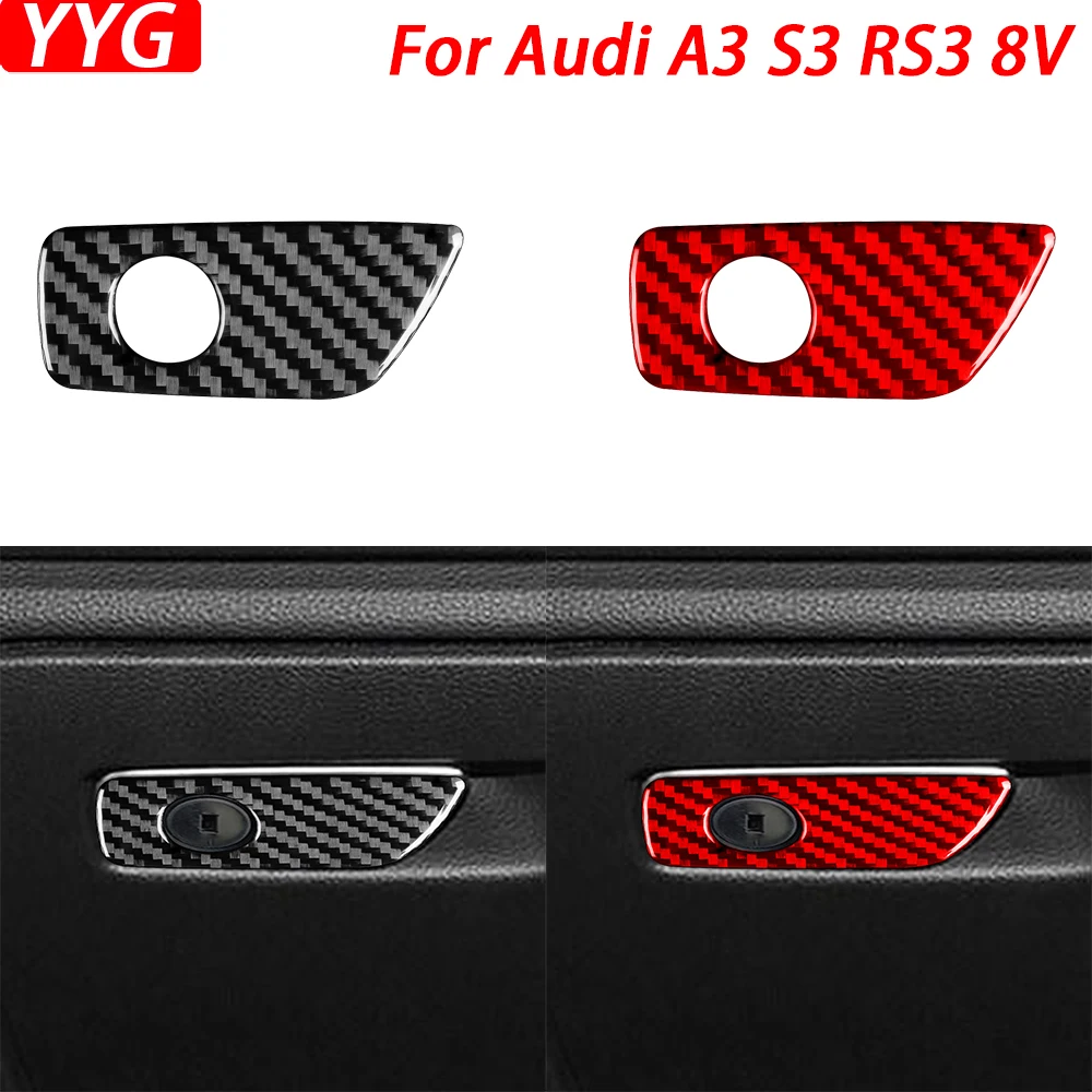 

For Audi A3 S3 RS3 8V 2013-2019 Carbon Fiber Co-pilot Glove Box Handle Panel Decorative Cover Car Interior Accessories Sticker