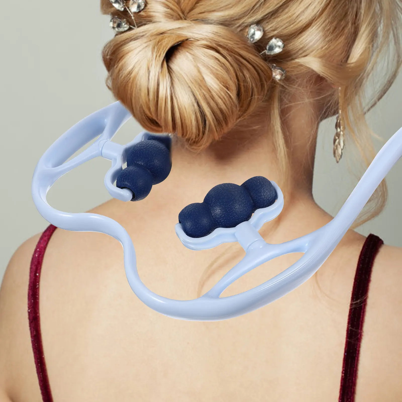 

Manual Roller Neck Massager Cervical Vertebra Clip Trigger Point Pressure Massager Tool for Home Office Travel Muscle Relaxation