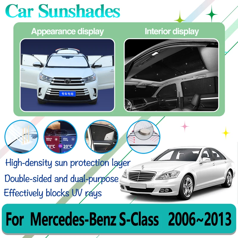 For Mercedes Benz S Class W221 2006~2013 SWB S280 400 450 600 Car Window Coverage Visors Windshield Anti-UV Sun Protector Covers