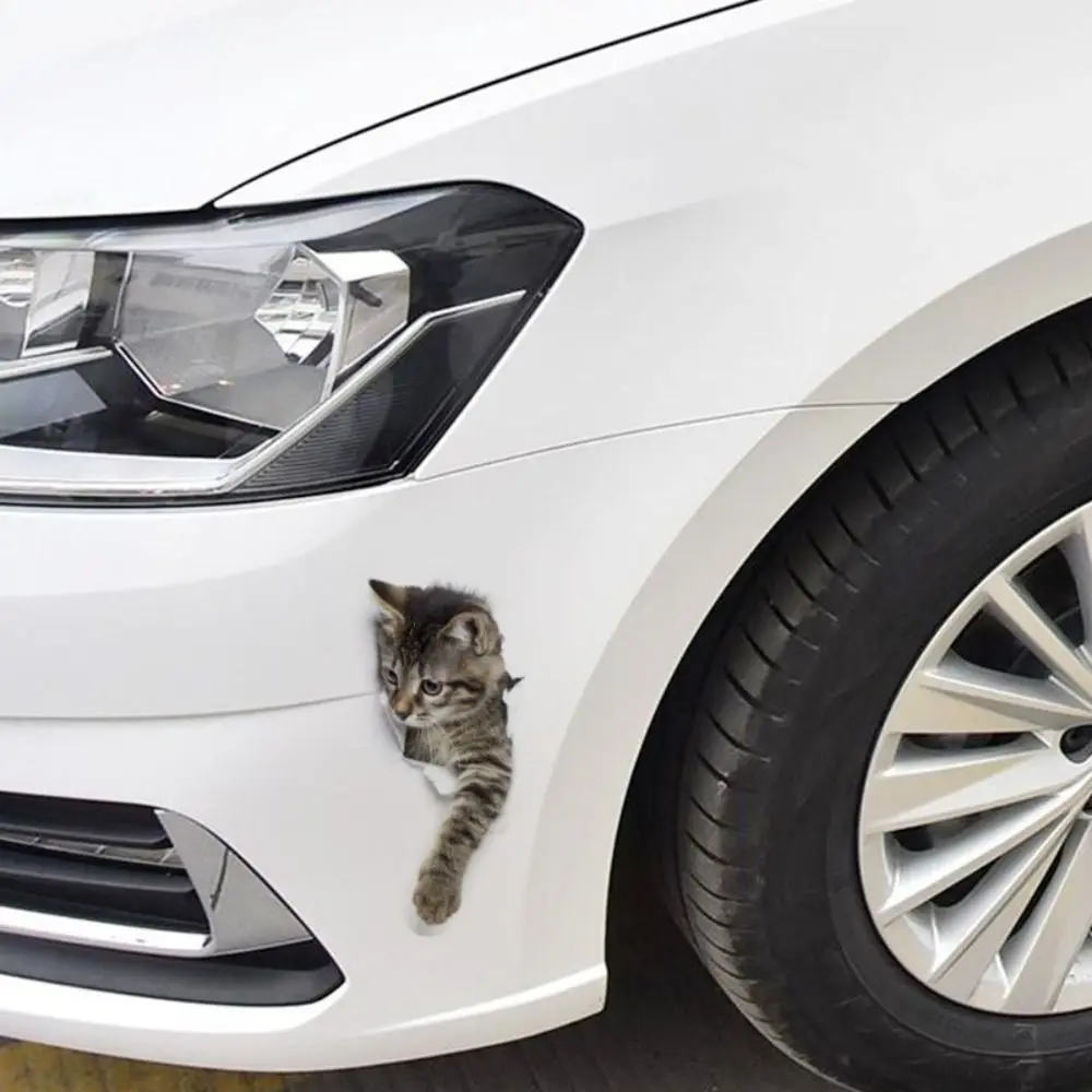 3D Cat Car 3D Cat Stickers Waterproof Universal Cat in The Crack Sticker Funny Creative Car Body Scratch Masking Stickers