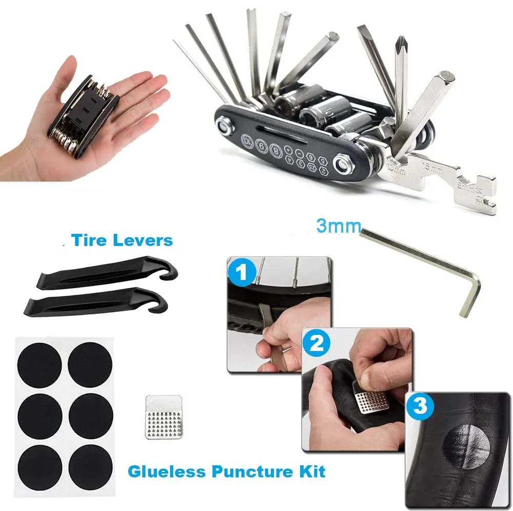 Bicicleta Repair Tools Kit, Acessórios de bicicleta, Multi Tool Set com Pump Tire Patch, bicicleta portátil de montanha, Auto