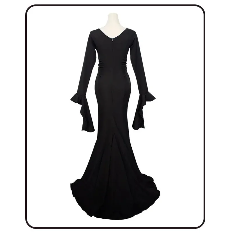 AA 2025 جديد Morticia Addams المرأة مصاص دماء الخفافيش فستان زي آدامز الأسرة تأثيري هالوين الزي حفلة تنكرية كوس ☆ ☆ ☆