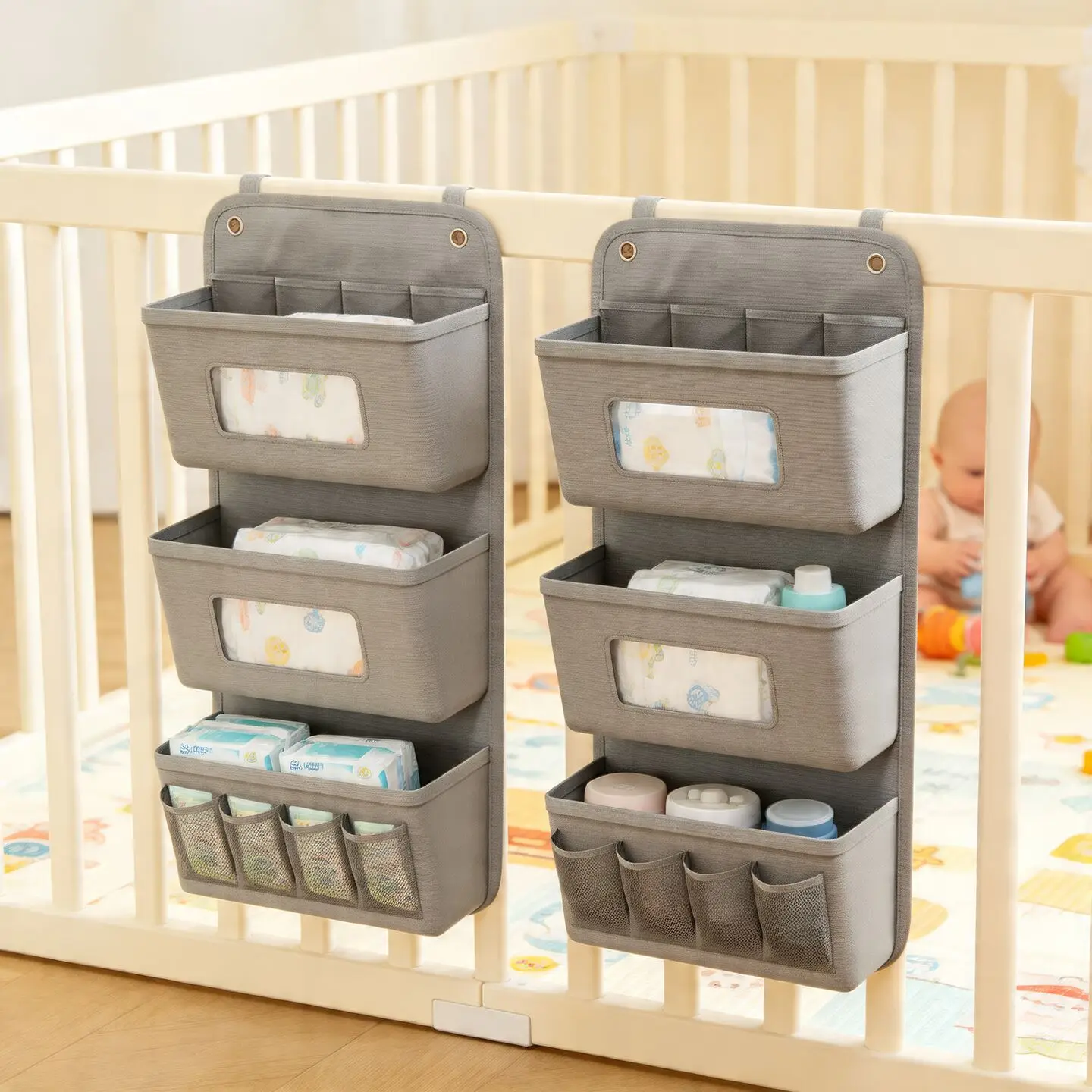 Baby Crib Hanging Bag Multifunctional Newborn Supplies Storage Bags for Stroller New Baby Hanging Bag Bedding Organizer Bedroom