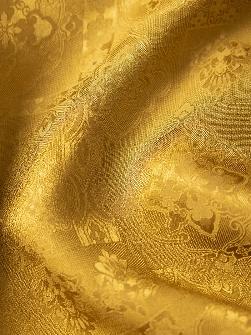 2025 المرأة الخريف 100% التوت الطبيعي الحرير الجاكار الساتان موضة كلاسيكية الأصفر بدوره إلى أسفل طوق كم طويل مكتب قميص #5