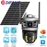 8MP Outdoor Monitoring Solar Camera 4G Dual Lens 4K Wireless WiFi PTZ Dual Screen Security Protection Automatic Tracking Camera