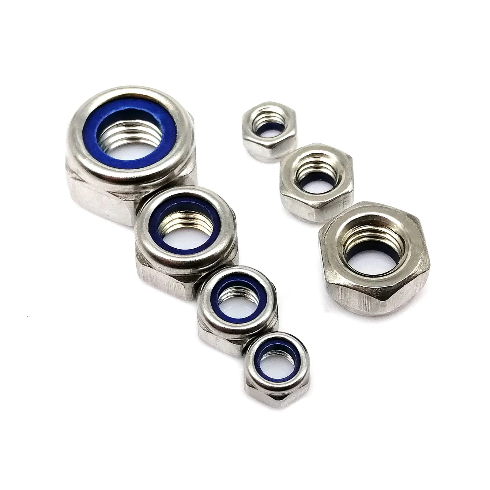 2/5/10/50X M4 to M16 Reverse Opposite Left Hand Thread 304 Stainless Steel Nylock Locknut Hex Hexagon Nylon Insert Self-lock Nut