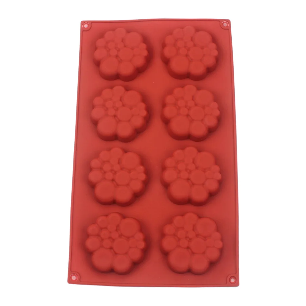 New Arrival 8 Hole Circular Petal Shape Silicone Cake Mold DIY Flower Biscuit Chocolate Cake Decoration Mooncake Baking Tools