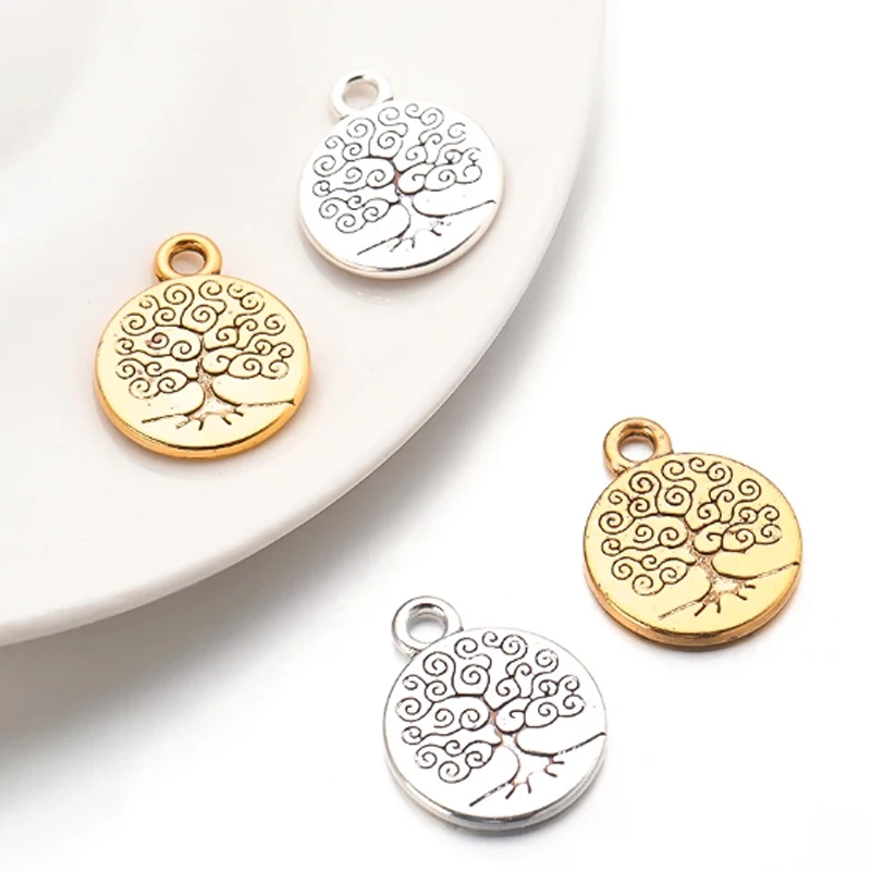 30pcs/lot Tree of Life Charms Pendants Alloy Round Tree Pendant For DIY Jewelry Making Handmade Accessories Pendant Connectors