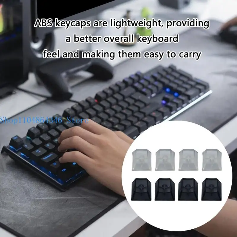 652F 4Pcs Transparent ABS Keycaps Mechanical Keyboard Matte Backlit Caps Height Keyboard Covers for MX Switches