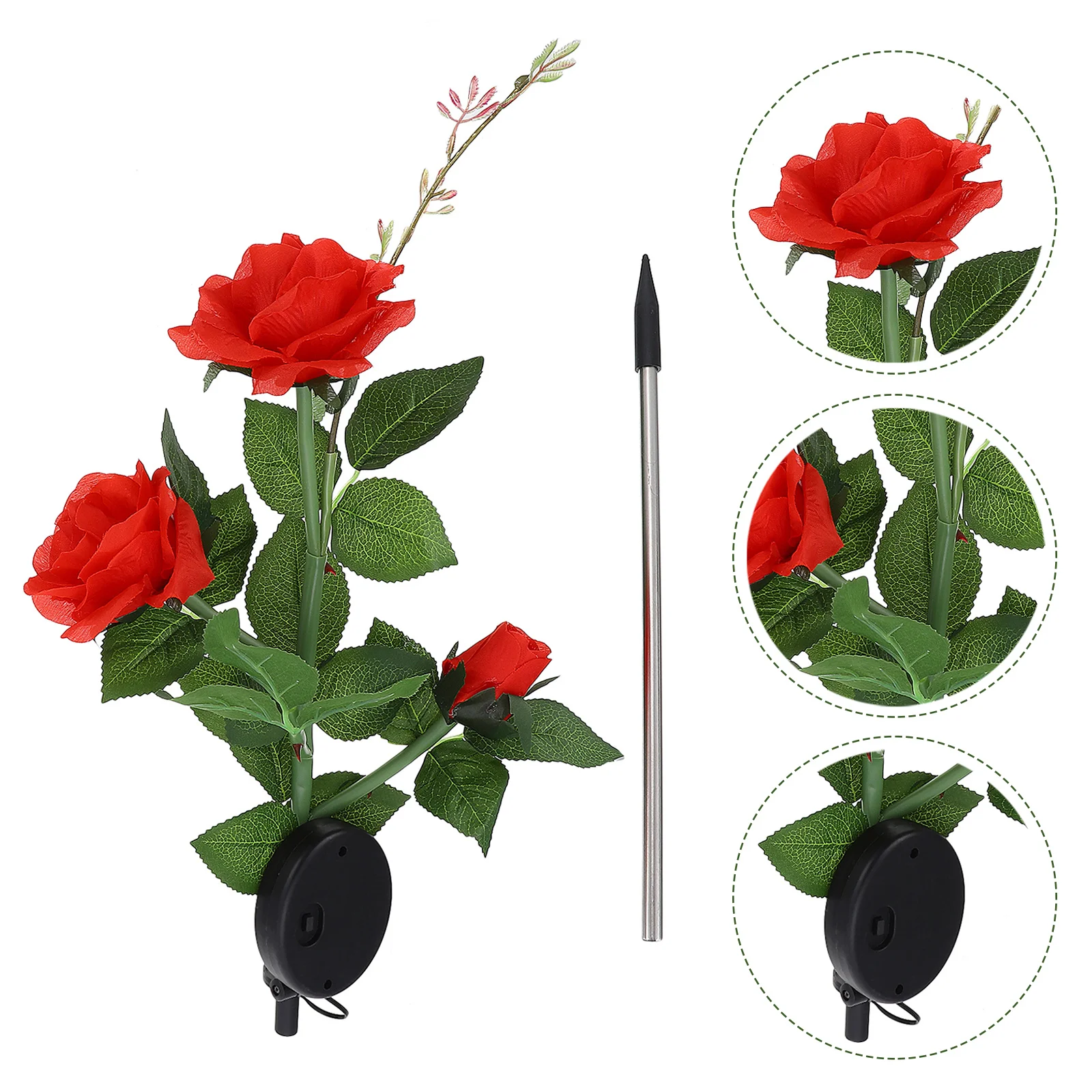3-Heads Rose Flower Solar Light Outdoor Garden Yard Decoration Solar Flower Light for Patio Porch Backyard Walkway