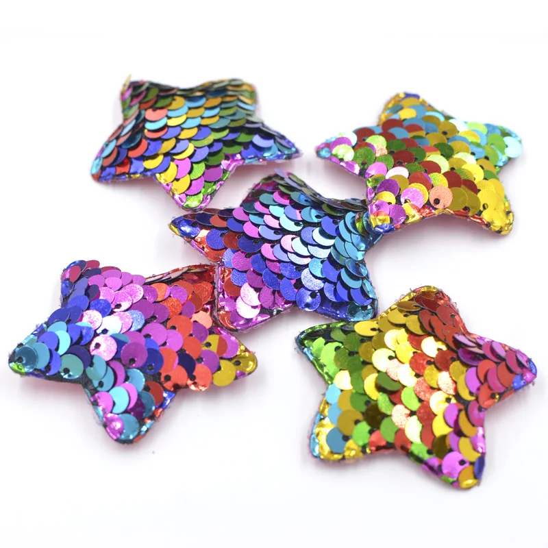 16Pcs 48mm Glitter Paillette Padded Appliques Star Patches for Clothes crafts Sewing Supplies DIY Headwear Decor Accessories