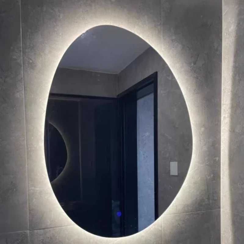 Color Changing Mirror Bathroom Accessories Light Wall Adhesive Mirrors Smart Shaving Large Toilet Decorative Led Vanity Sticker