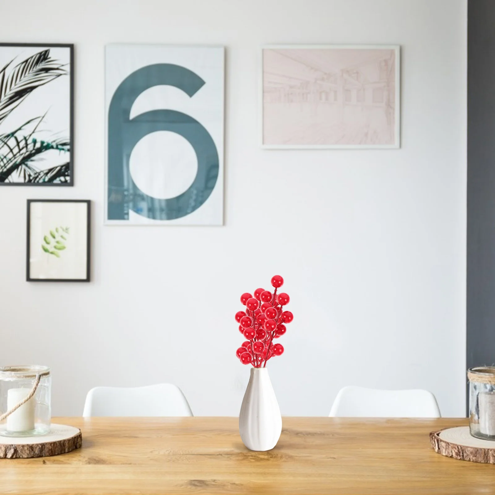 

20Pcs Fake Burgundy Berry Stems Faux Holly Berries for Party Wedding Festive Decoration Artificial Berry Faux Holly Berries