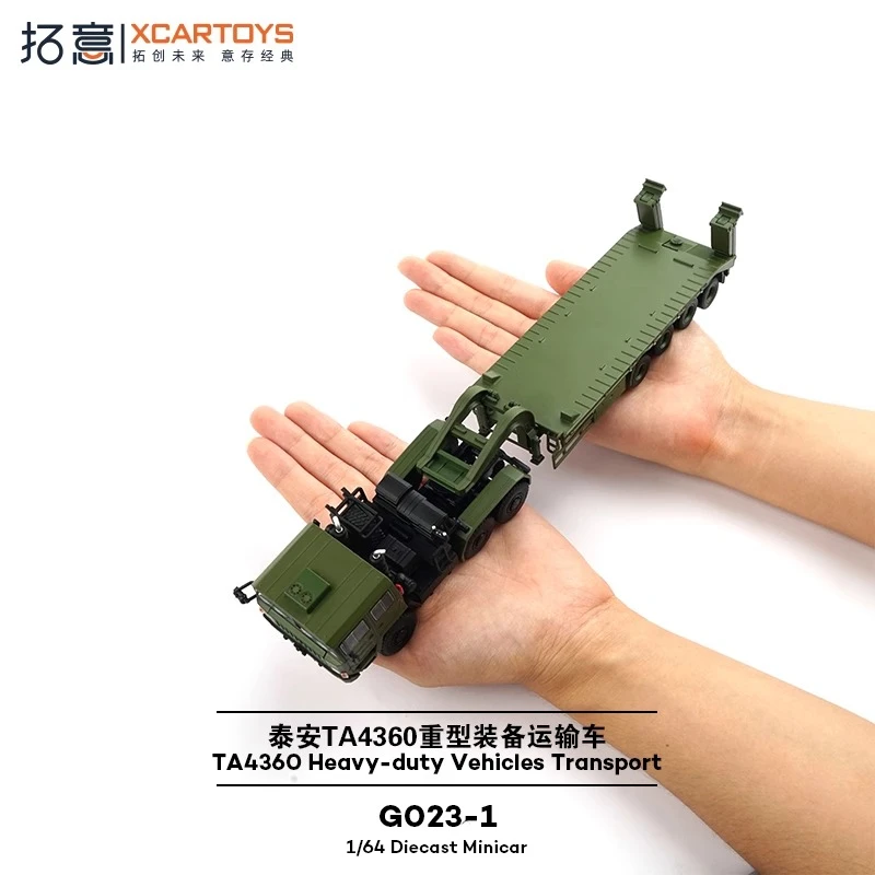 XCARTOYS 1:64 Truk Platform Berat Militer Mobil Die-Casting Aloi Dekorasi Koleksi Model Dewasa Hadiah Mainan Anak Laki-laki Hadiah Ulang Tahun