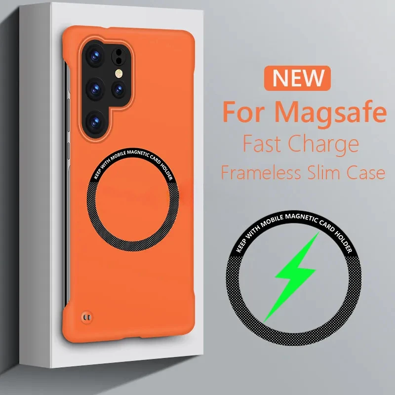 

НОВЫЙ безрамный тонкий матовый чехол для телефона Samsung S25 S24 S23 Ultra Plus FE для Magsafe Magnetic Wireless Charging Cover