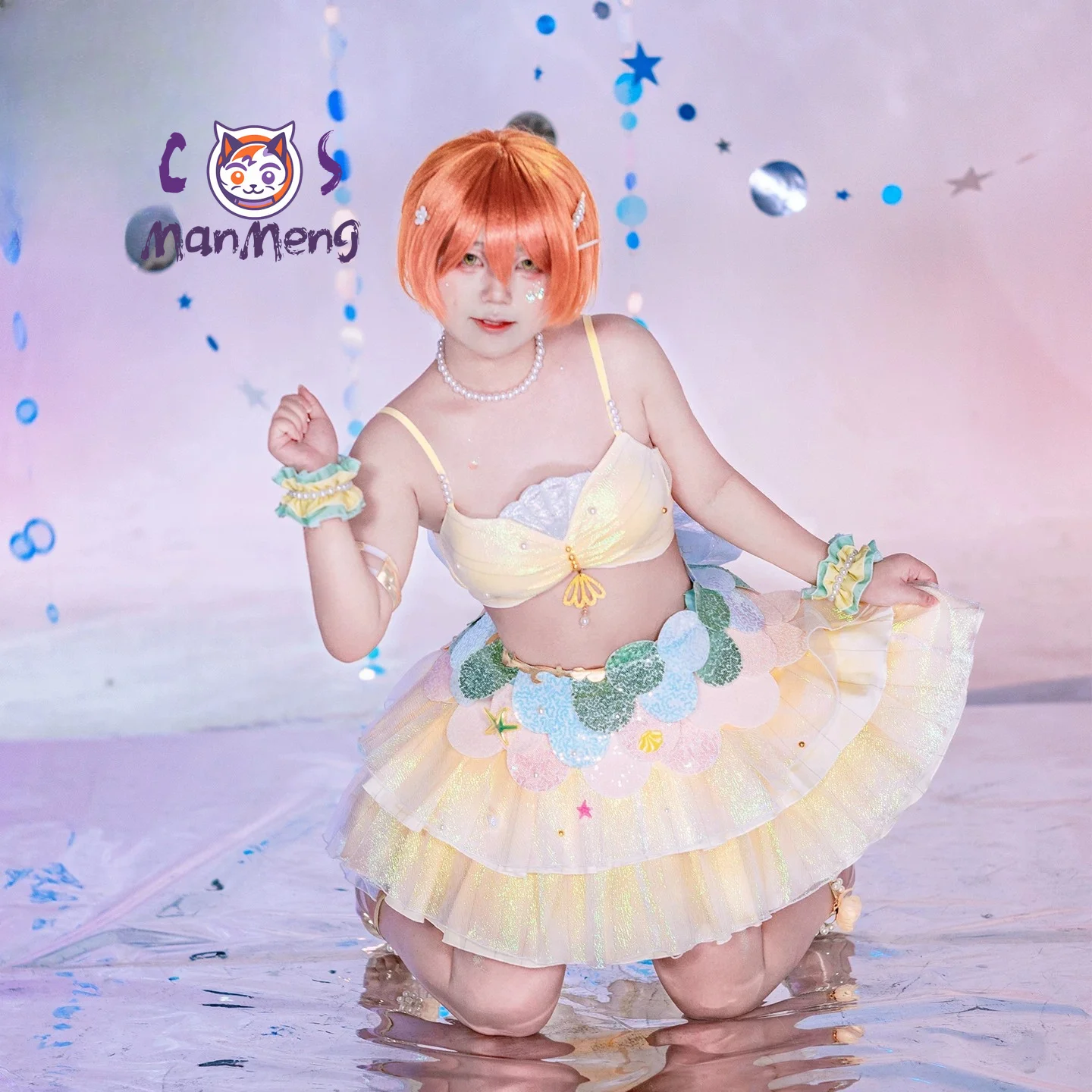 Anime LoveLive! Rin Hoshizora  mermaid Cosplay Costume Women Sweet Halloween Carnival Song Dress Summer Beach Swimsuit Set