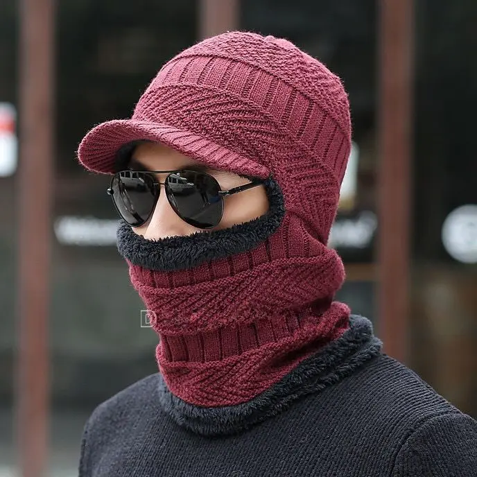 محبوك قناع الشتاء قبعة رشاقته الدافئة غطاء للأذنين Skullies Beanies للرجال النساء وشاح من الصوف قبعات الدراجات قناع للتزلج بالاكلافا بونيه #6