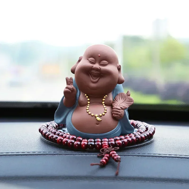 Ceramics Smiley- Potbelly Amitabha Character decoration statue，Modern art sculpture Home living room ，car ，tea set decoration