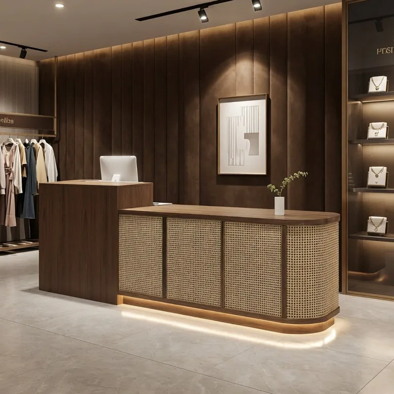 French Retro Style Homestay Bar Nordic Beauty Salon Restaurant Consultation Reception Counter Commercial Furniture Balcao FYRD