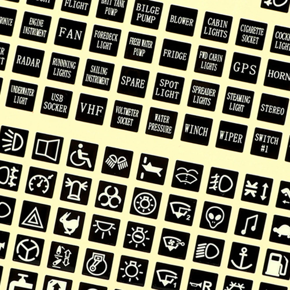

Labels Decal Switch Stickers Luminous PVC Vinyl Stickers Decor For Vehicle Switches 132pcs/set Black Button Stickers