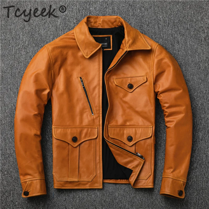 

Streetwear 100% Natural Genuine Leather Jacket Men Autumn Spring Clothing 2023 Moto Biker Real Sheepskin Coat Jackets 931