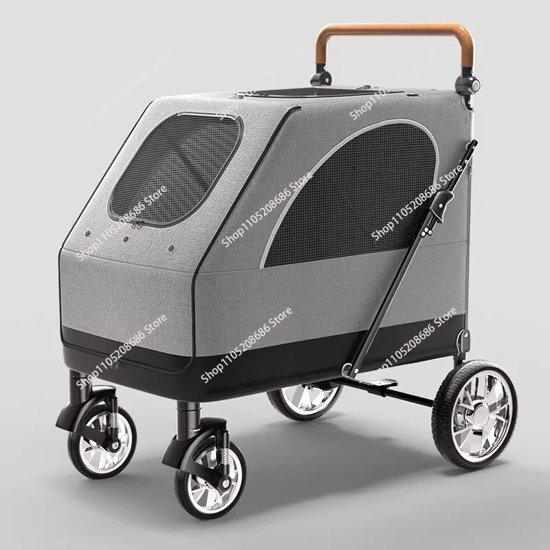 A versatile pet stroller designed for large dogs, featuring an adjus   handle. Ideal for pet carriers and travel needs.