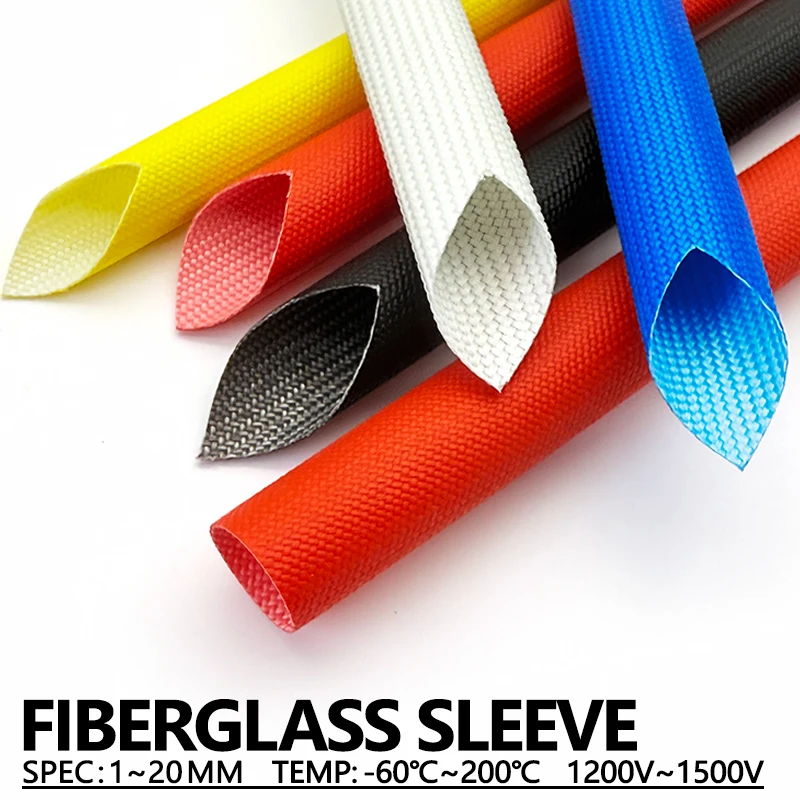 1-20mm ID Flexible High Temp Silicone Fiberglass Braided Tube 200℃ Fire Retardant Insulation Wrap Engine Wiring Cable Protection