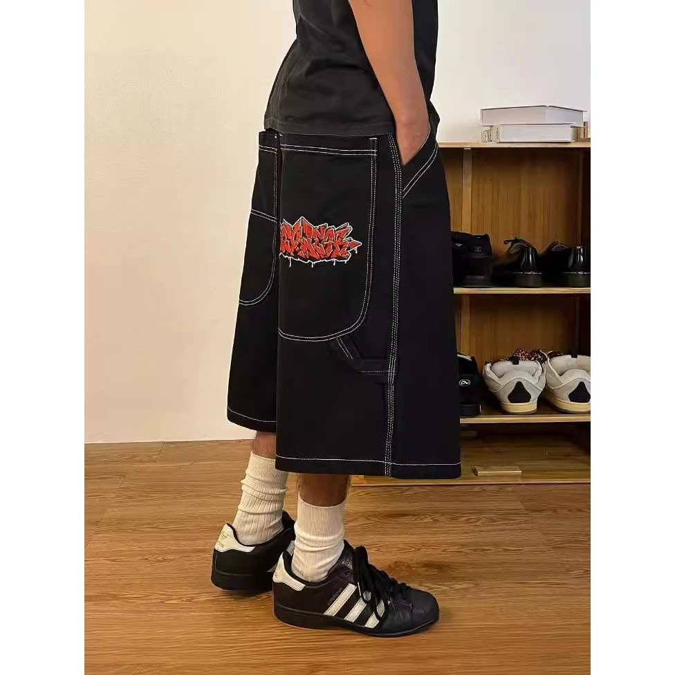 

JNCO уличная одежда в стиле хип-хоп джинсы с вышивкой пять дюймов узор Wexwear хлопковые прямые брюки для женщин