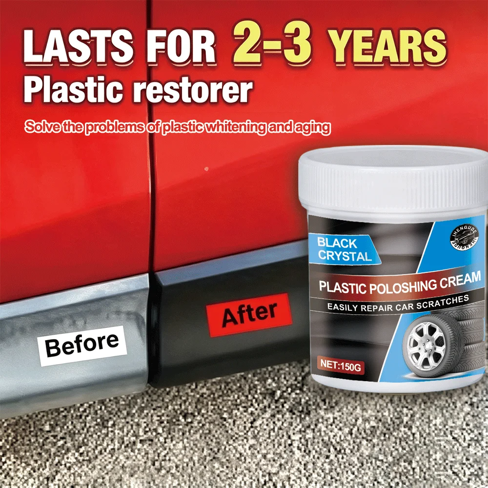 150g Plastic & Rubber Repair Paste - Black Crystal Polish for Car Scratches, Tire Shine & Interior Renewal, Anti-Aging & Fade Re