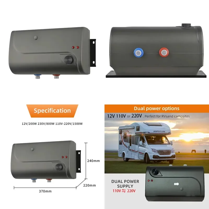 12V 220V Electric Water Hot Water Storage RV Water Heater With 6L Capacity for and Hotel Dining Car Use Plastic