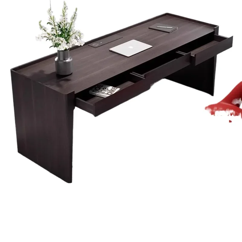 

Italian light luxury high-end study desk villa large apartment simple high-end computer workbench solid wood desk